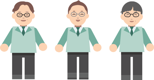 3人の先輩社員のイラスト